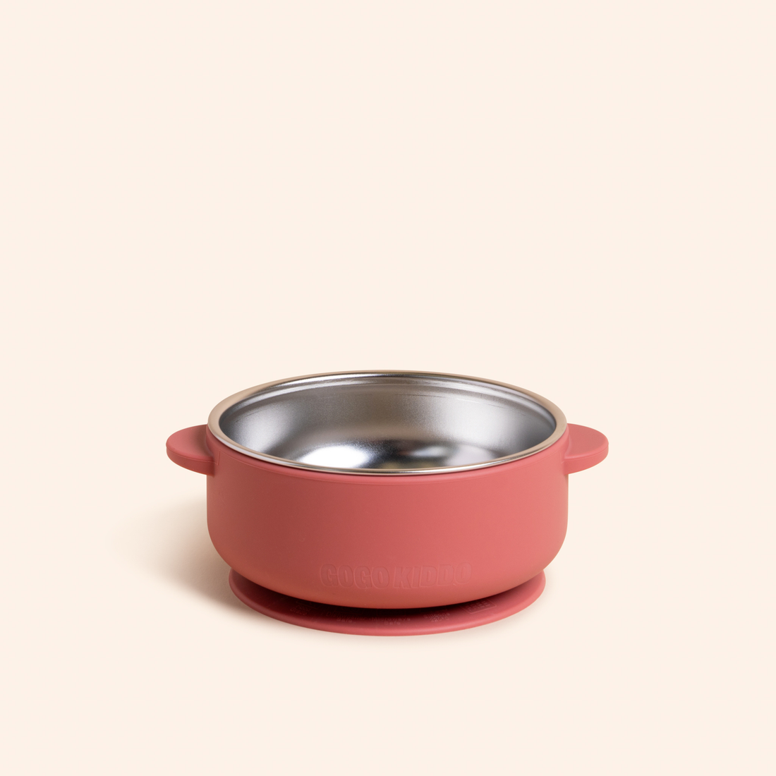 Fun Firsts Stainless Steel Bowl with Silicone Sleeve and Lid - Terracotta