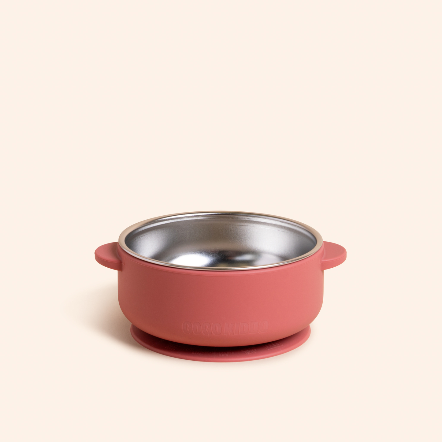 Fun Firsts Stainless Steel Bowl with Silicone Sleeve and Lid - Terracotta