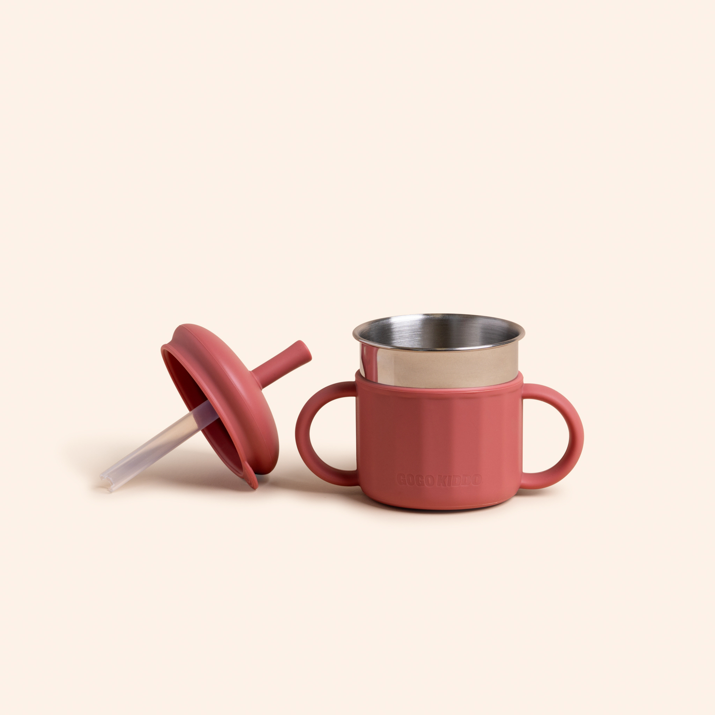 Fun Firsts Stainless Steel Cup with Silicone Sleeve - Terracotta