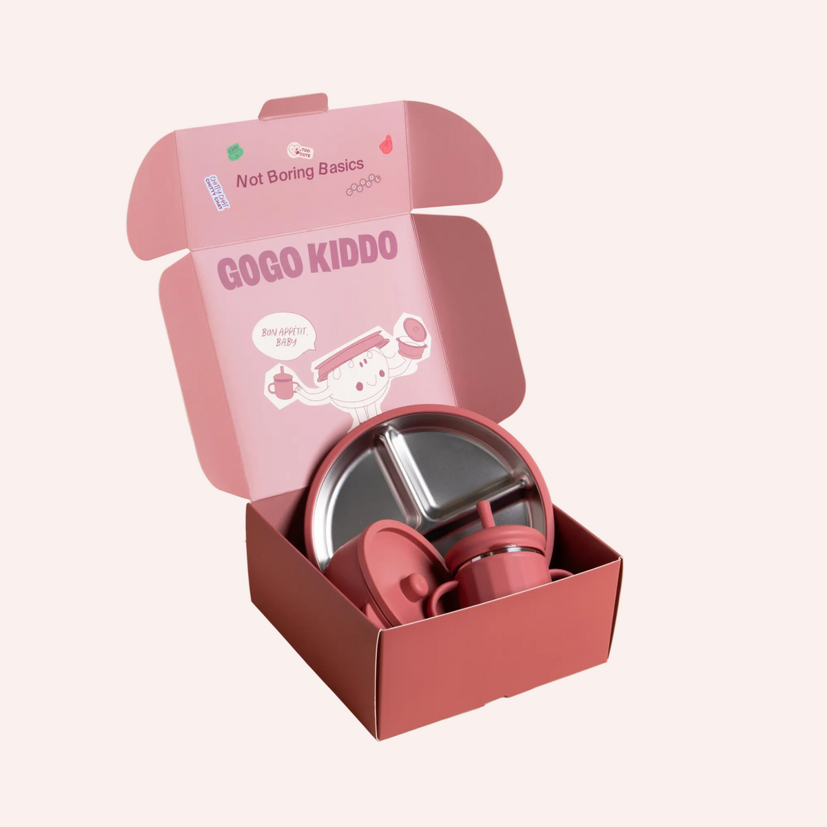 Fun Firsts Stainless Steel Feeding Set - Terracotta
