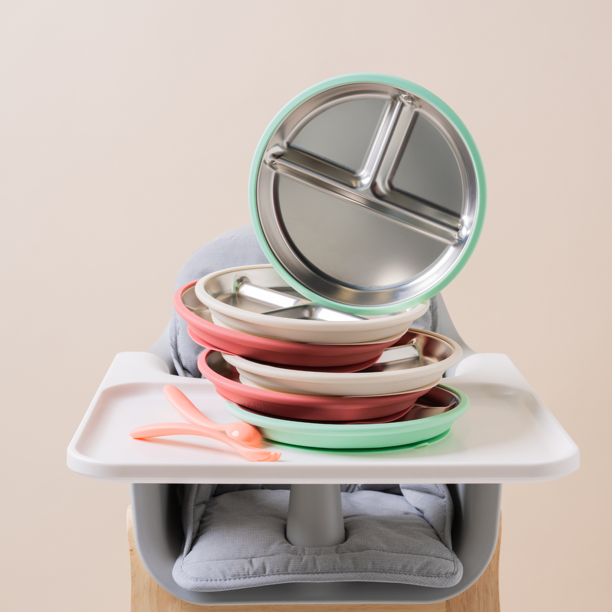Fun Firsts Stainless Steel Plate with Silicone Sleeve - Mint