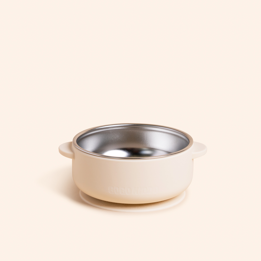 Fun Firsts Stainless Steel Bowl with Silicone Sleeve and Lid - Ivory