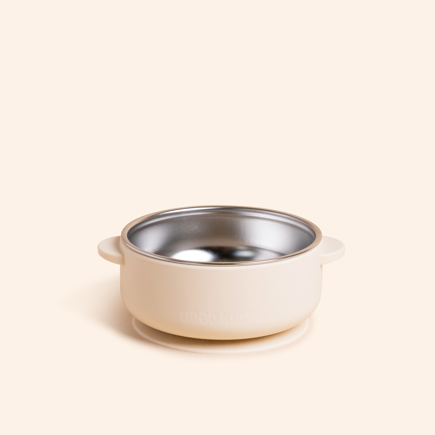 Fun Firsts Stainless Steel Bowl with Silicone Sleeve and Lid - Ivory
