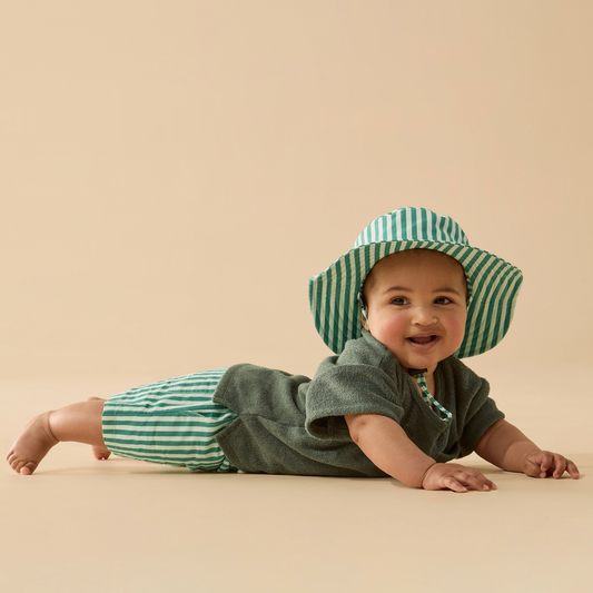 Stripe Sun Hat - Green Bean