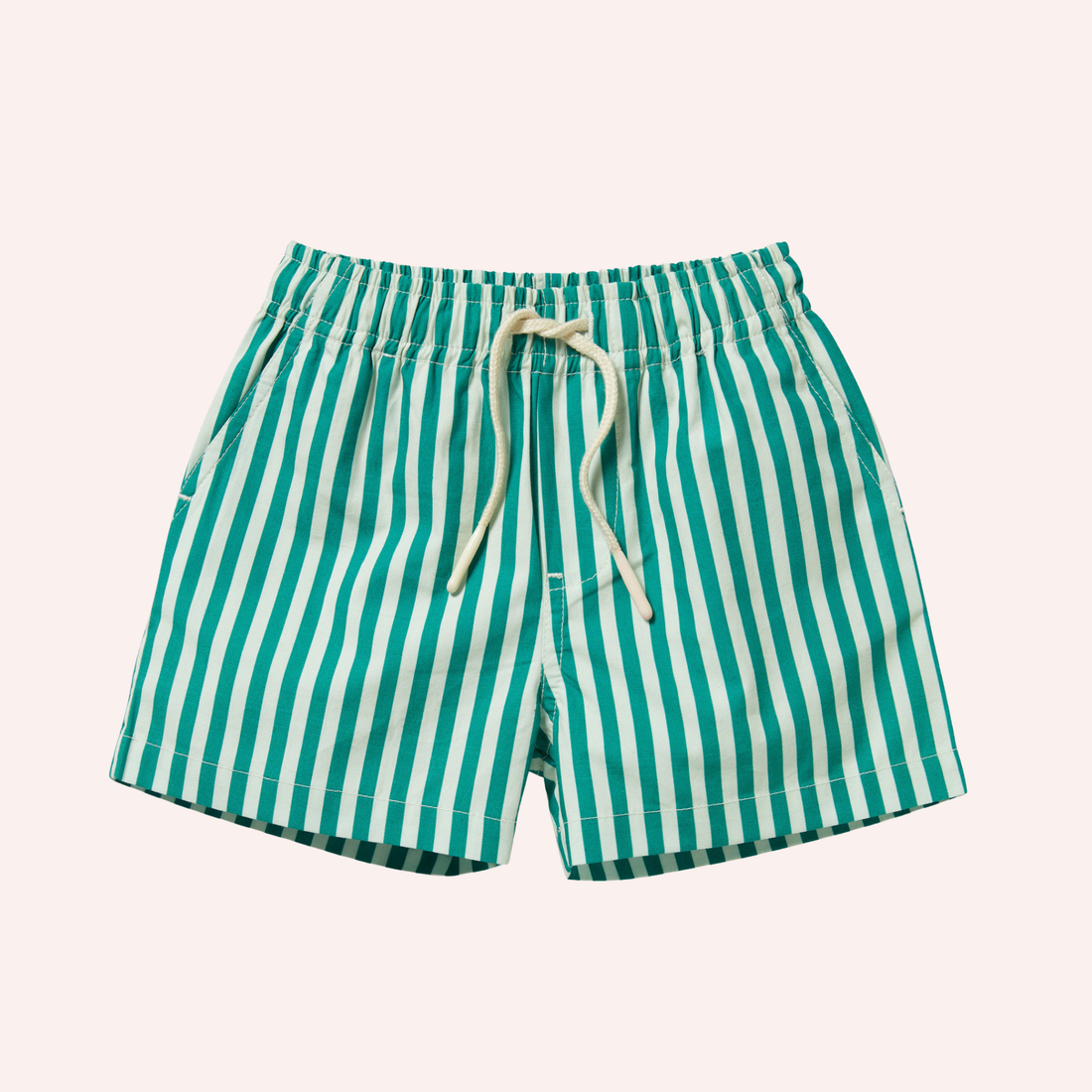 Stripe Swim Board Short - Green Bean