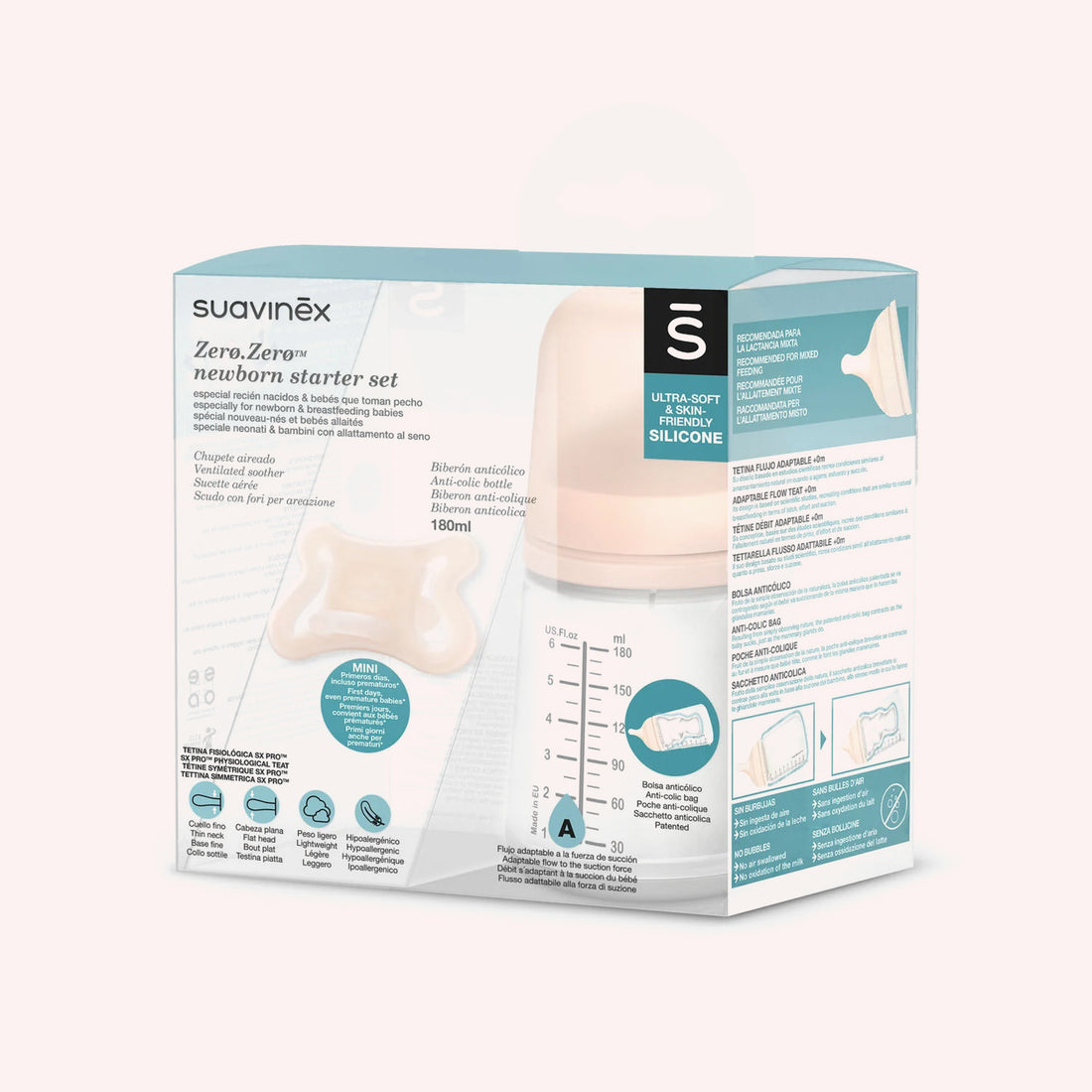 Suavinex Zero Zero New Born Starter Set - Premmie & Newborn (0+ months) - 180ml