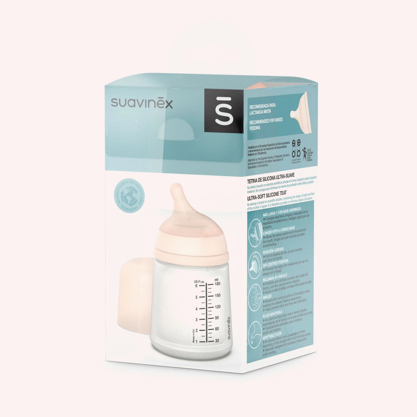 Suavinex Zero Zero Anti Colic Bottle - Adaptable Flow (Newborn+) - 180ml