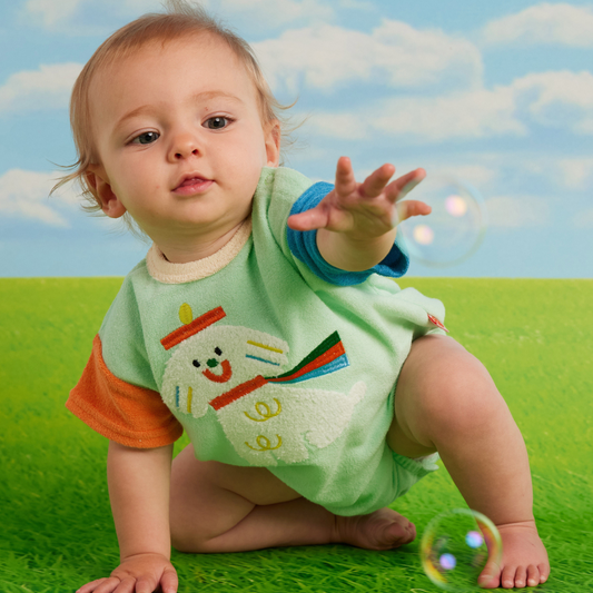 Terry Short Sleeve Bodysuit - Puppy Park