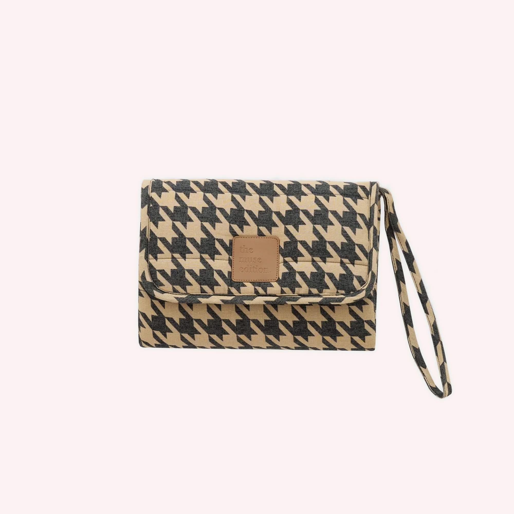 Linen Change Mat Black Houndstooth by The Muse Edition the memo