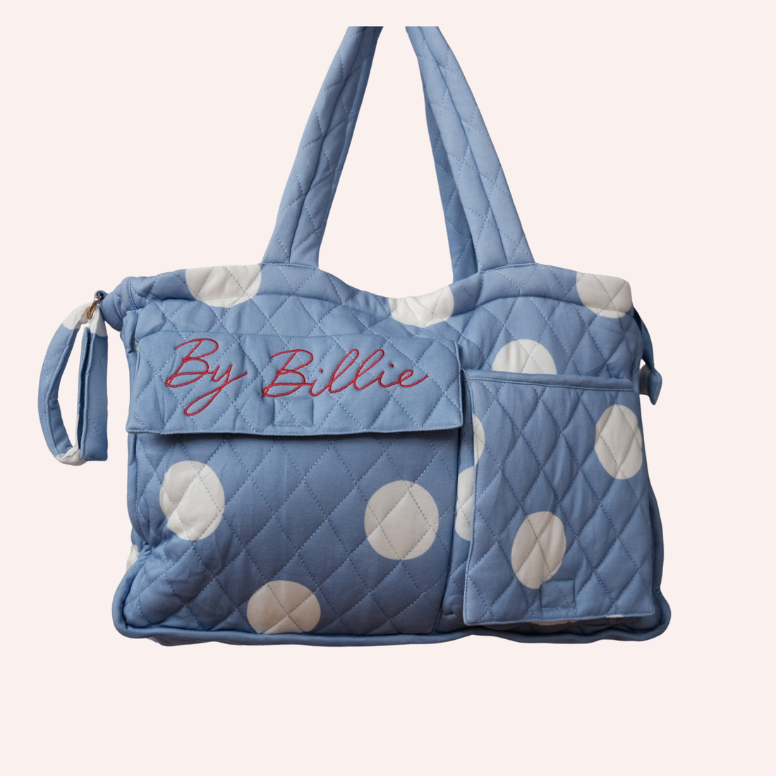 The By Billie Baby Bag - Blue/Cream Polka Dot