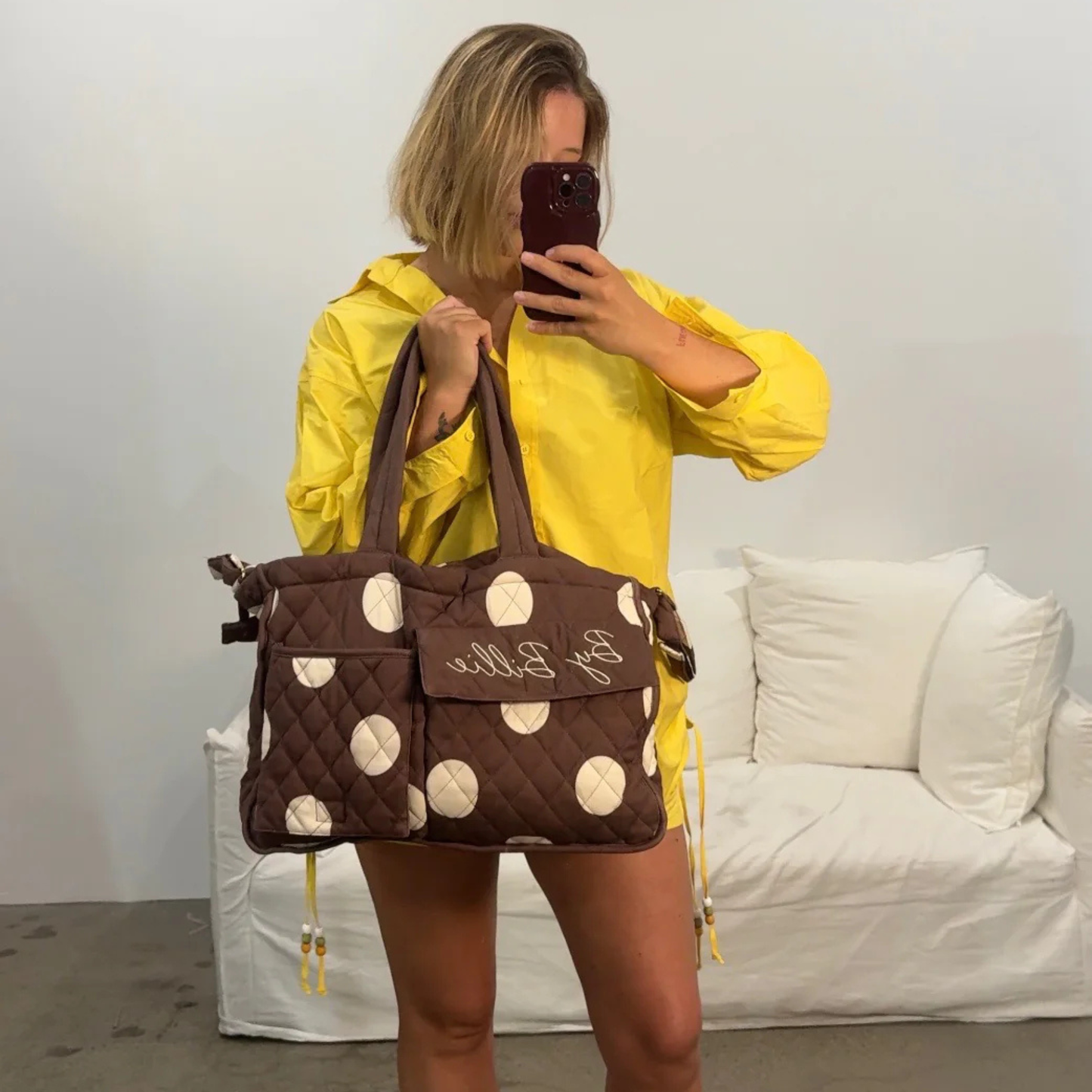 The By Billie Baby Bag - Chocolate/Vanilla Polka Dot