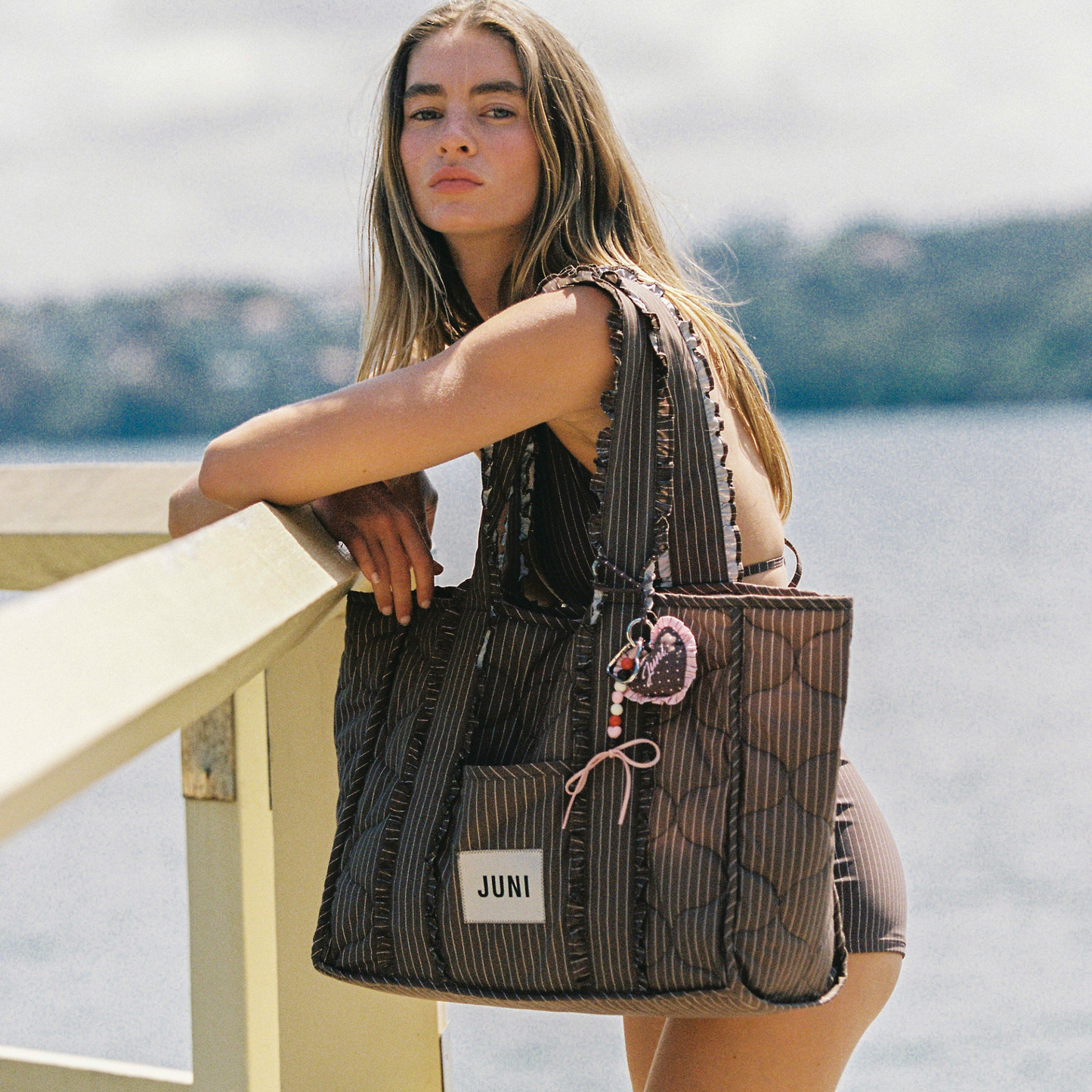 The Everything Bag - Cocoa Pinstripe