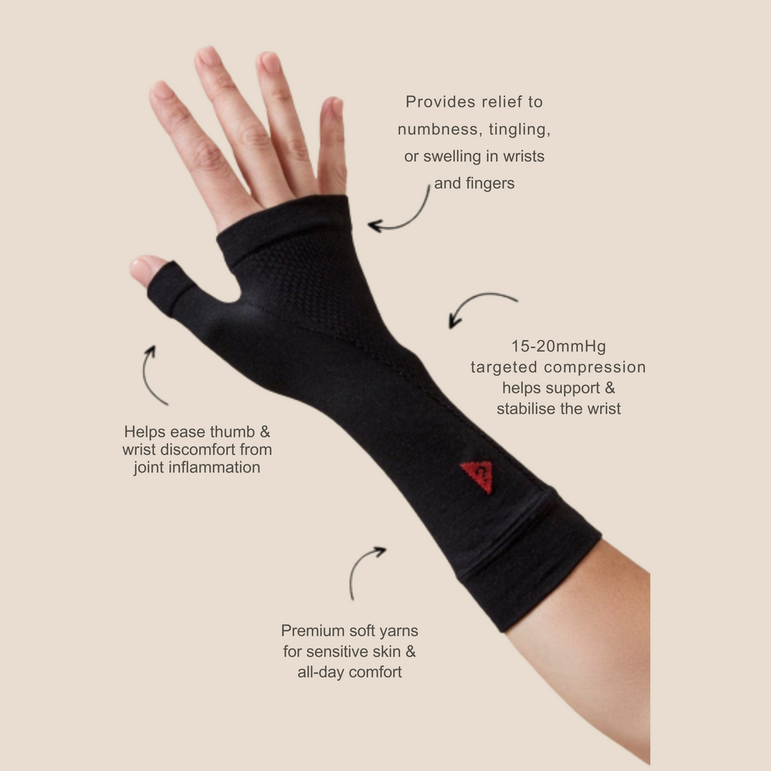 The Helping Hand Wrist Compression Sleeve - Pair - Black/Black