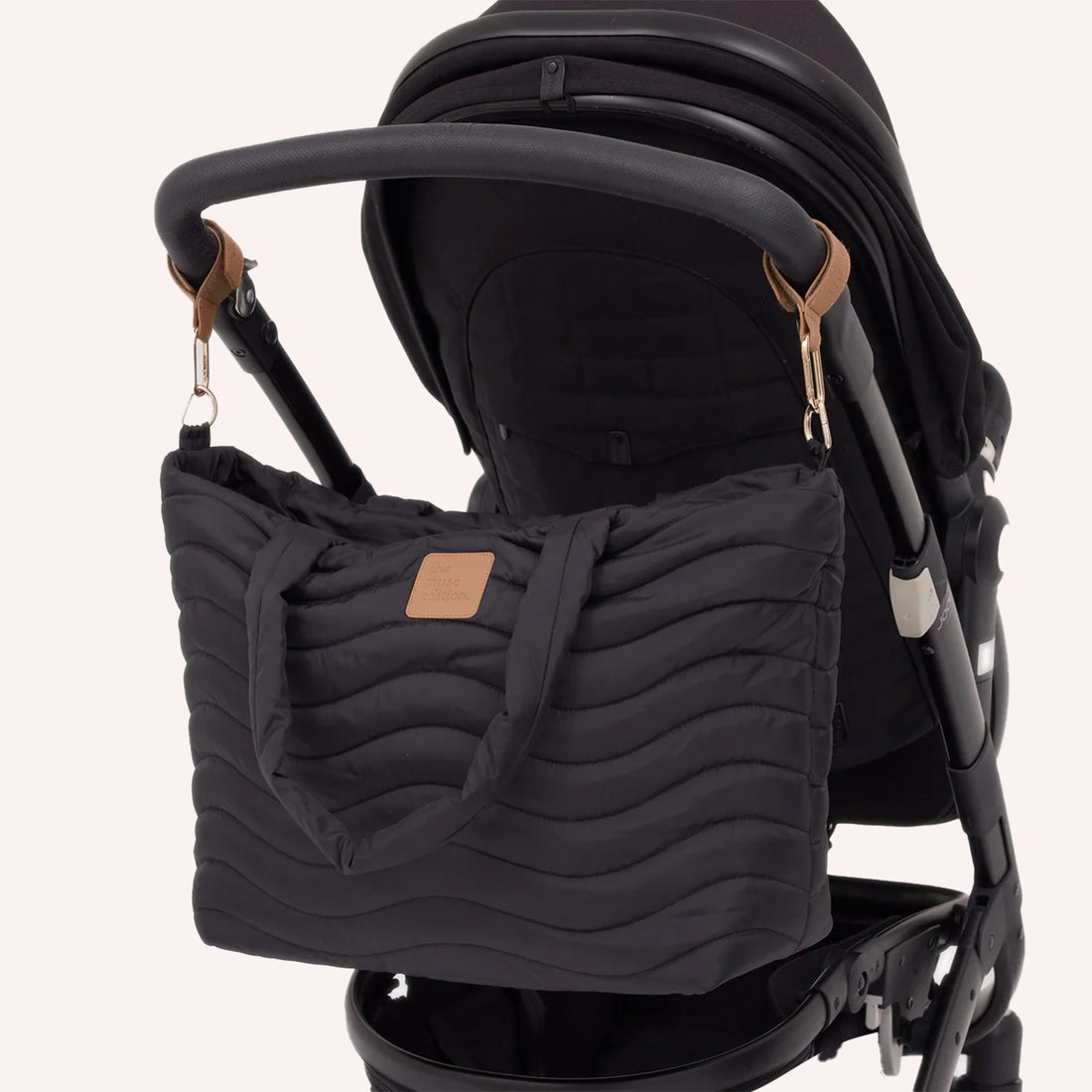 Wave Quilted Baby Bag - Black