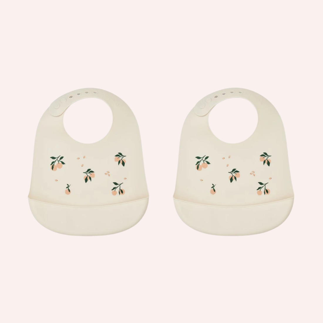Tilda Printed Silicone Bib 2 pack - Peach/Sea Shell