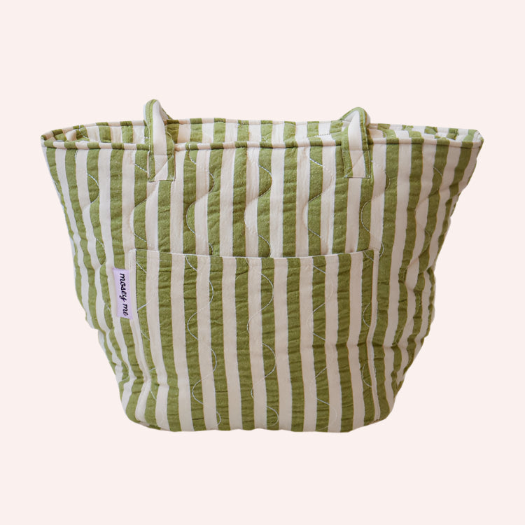 Quilted Bag - Pistachio Seersucker Stripe