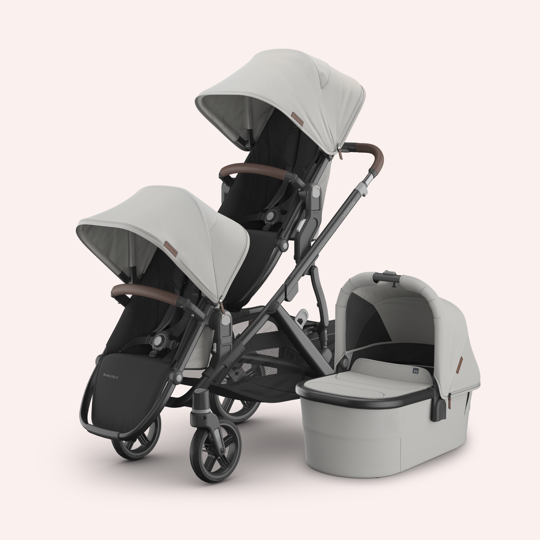 UPPAbaby VISTA V3 Double Pram - Pearl Grey Jacquard (Savannah)