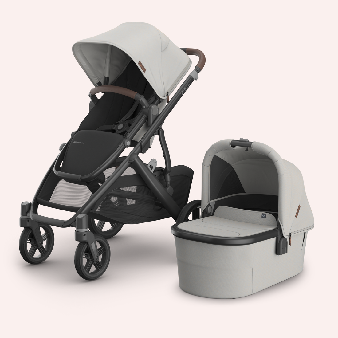 UPPAbaby VISTA V3 Double Pram - Pearl Grey Jacquard (Savannah)