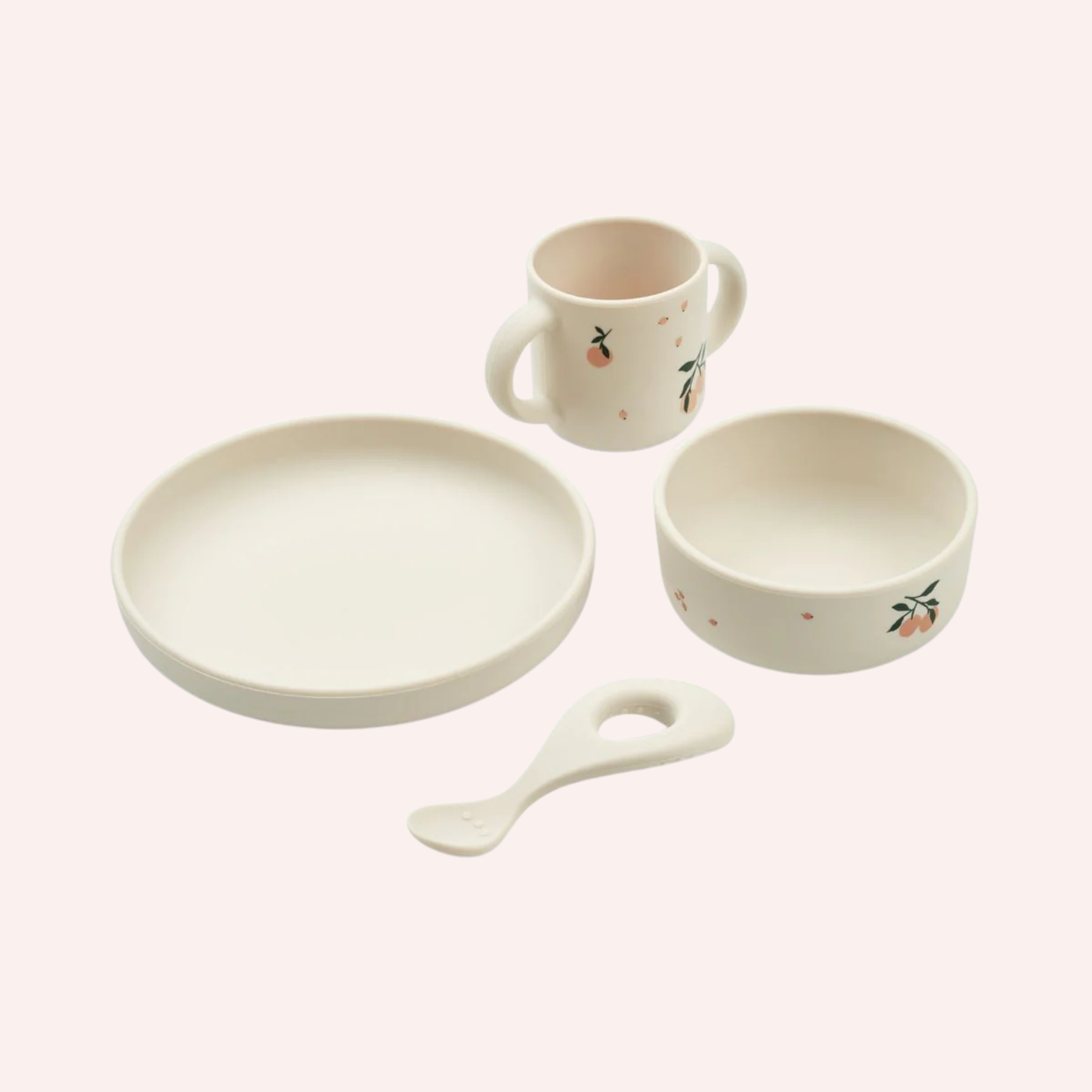 Vivi Silicone Tableware Set - Peach/Sea Shell Mix