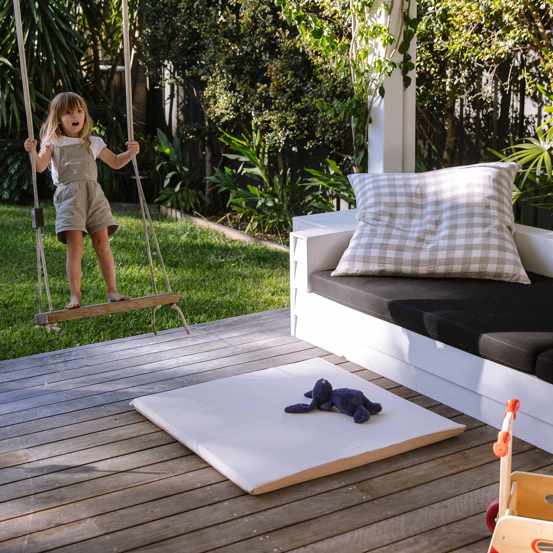 Canvas Outdoor Padded Play Mat - Linen & Cotton