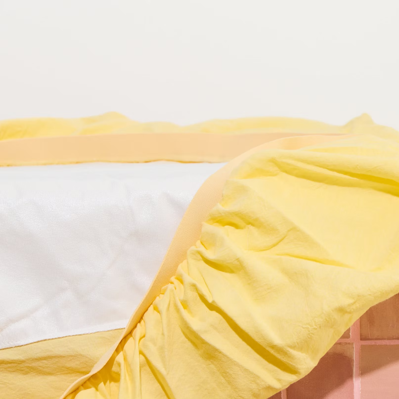 Waterproof Fitted Sheet - Washed Lemon