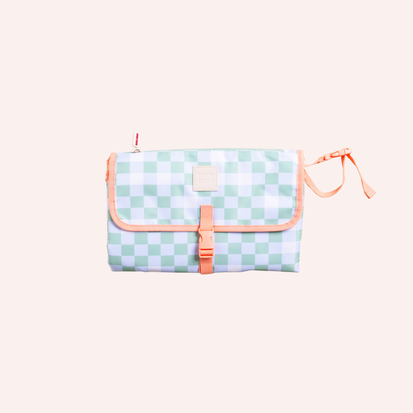 When You Need It Change Wallet - Sage and Dusty Blue Check