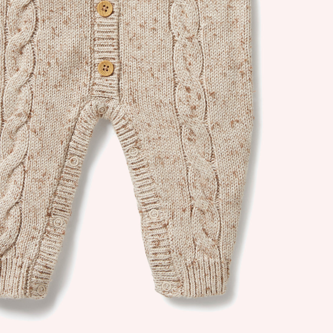 Knitted Cable Growsuit - Almond Fleck