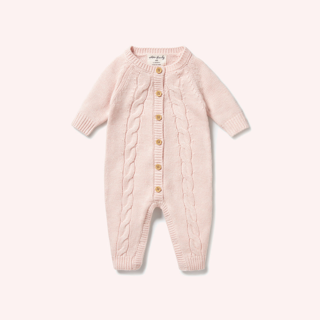 Knitted Cable Growsuit - Pink