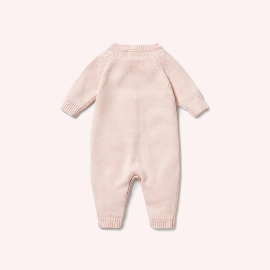 Knitted Cable Growsuit - Pink