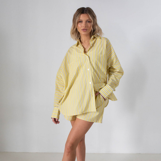 Women's Isla Stripe Cotton Set - Yellow/White Stripe