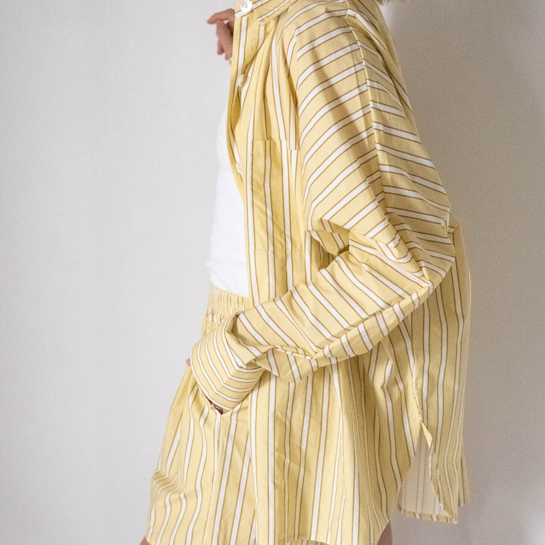 Women's Isla Stripe Cotton Set - Yellow/White Stripe