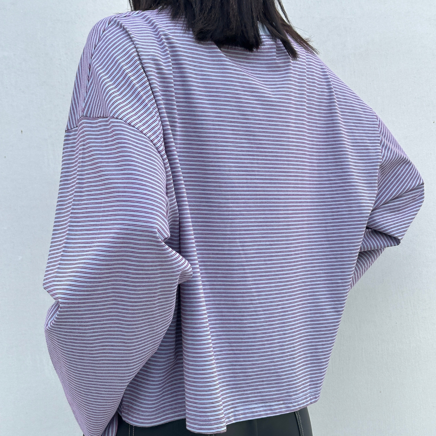Women's Rhode Stripe Cotton Long Sleeve Tee - Ivory Blue/Maroon Stripe