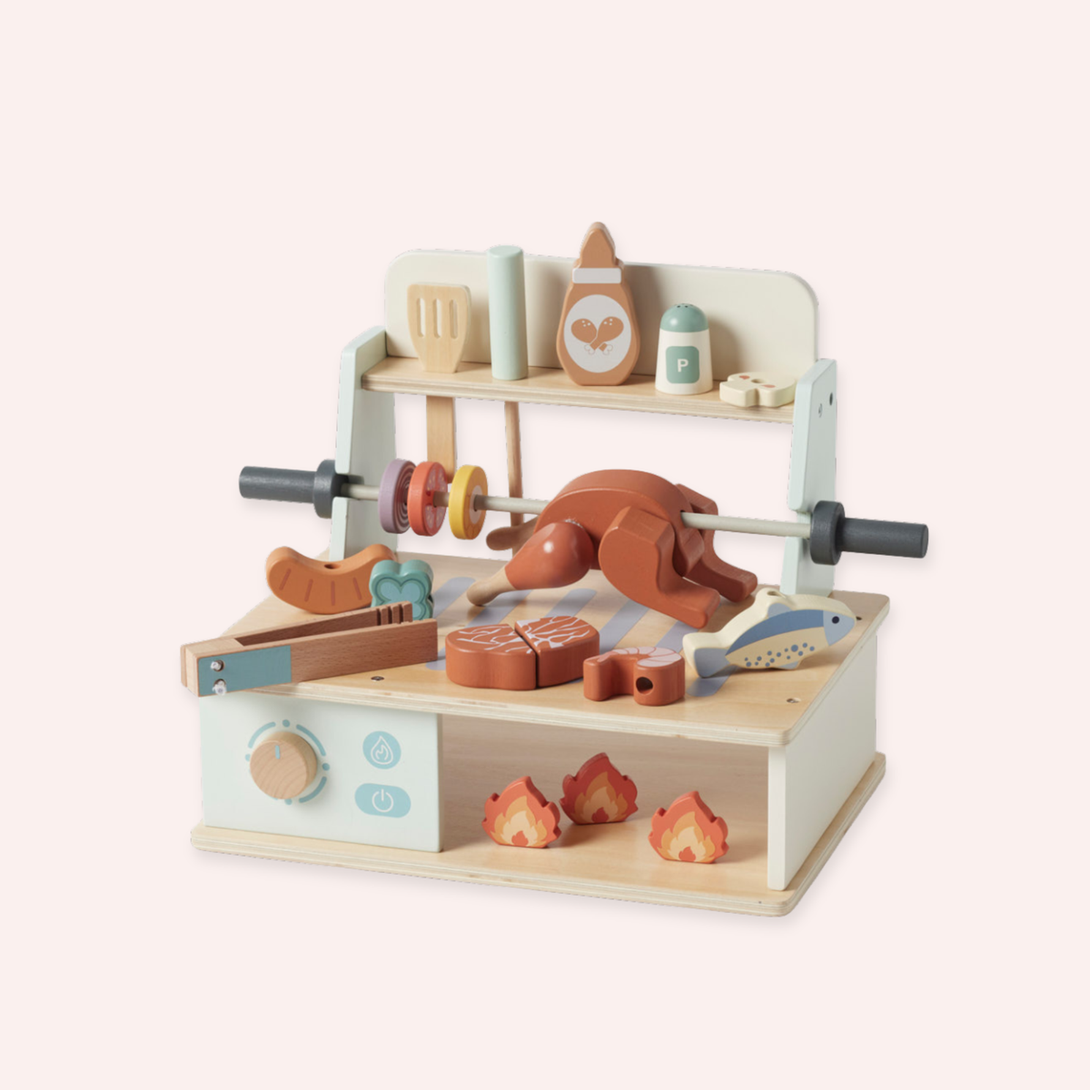 Wooden Rotisserie BBQ Set