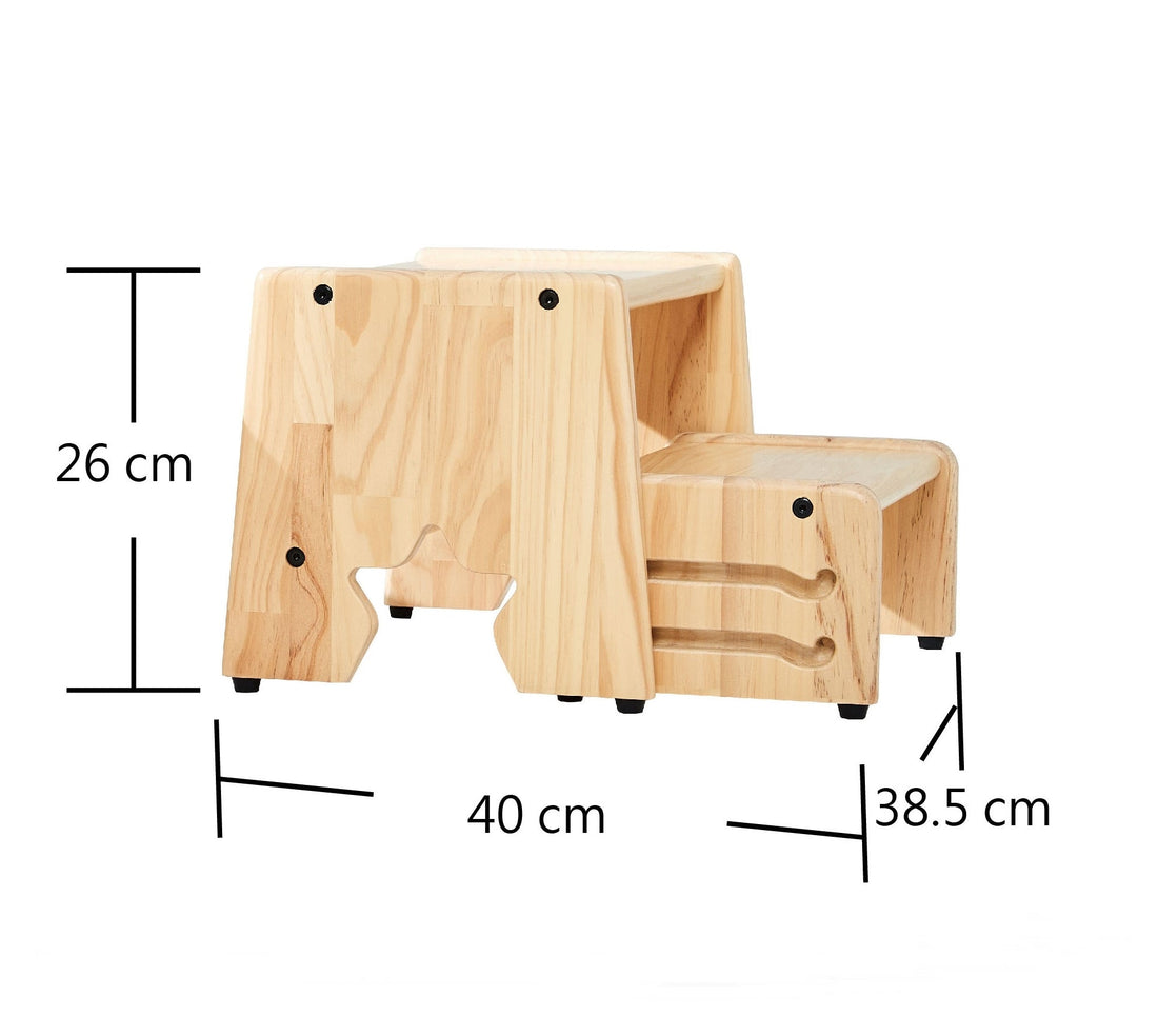 Solid Wood 2 Steps Stool - Bear