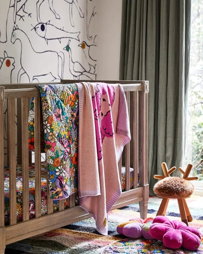 Organic Cotton Quilted Cot Bedspread Bliss Floral by Kip&Co the