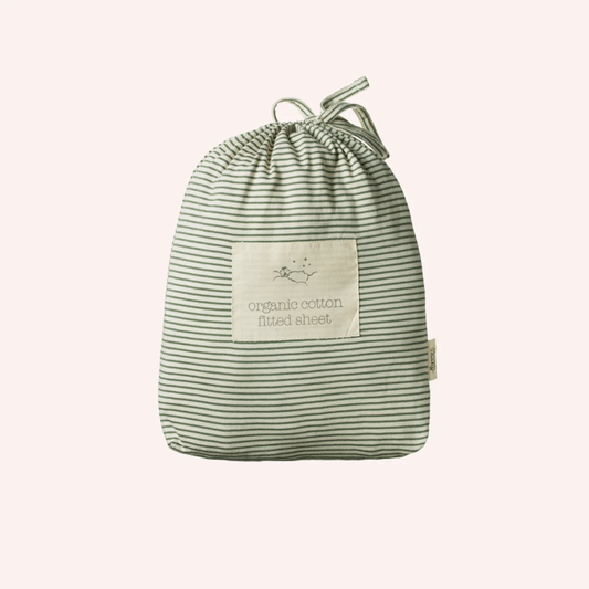 Fitted Sheet Jersey - Nettle Pinstripe - Bassinet