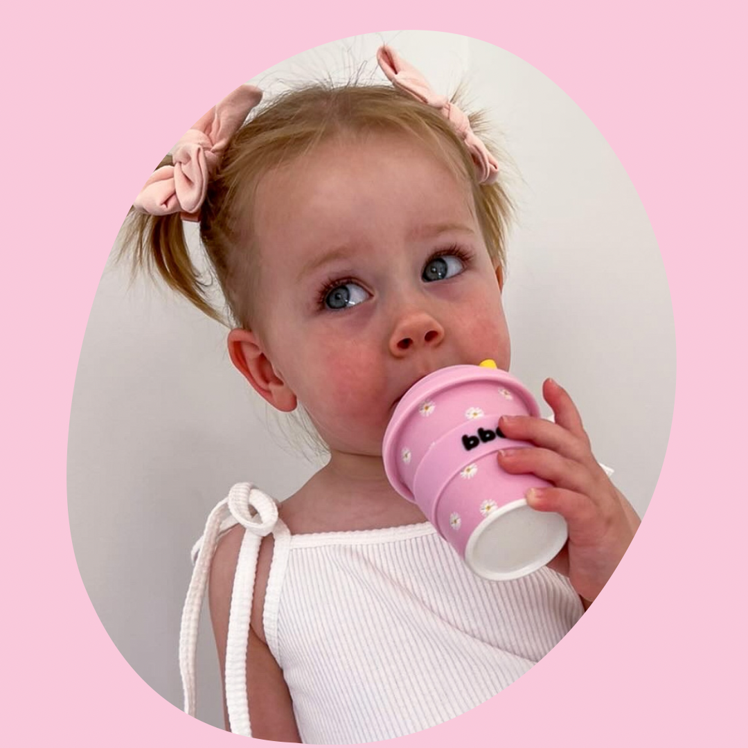 Reusable Babycino Bamboo Cup - Pink Daisy