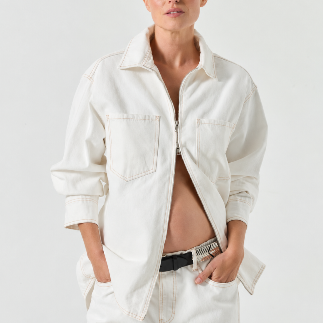 Xander Denim Shirt - White