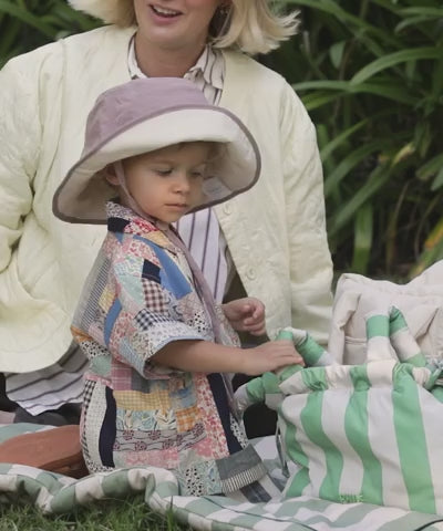 Pram Caddy - Green Stripes