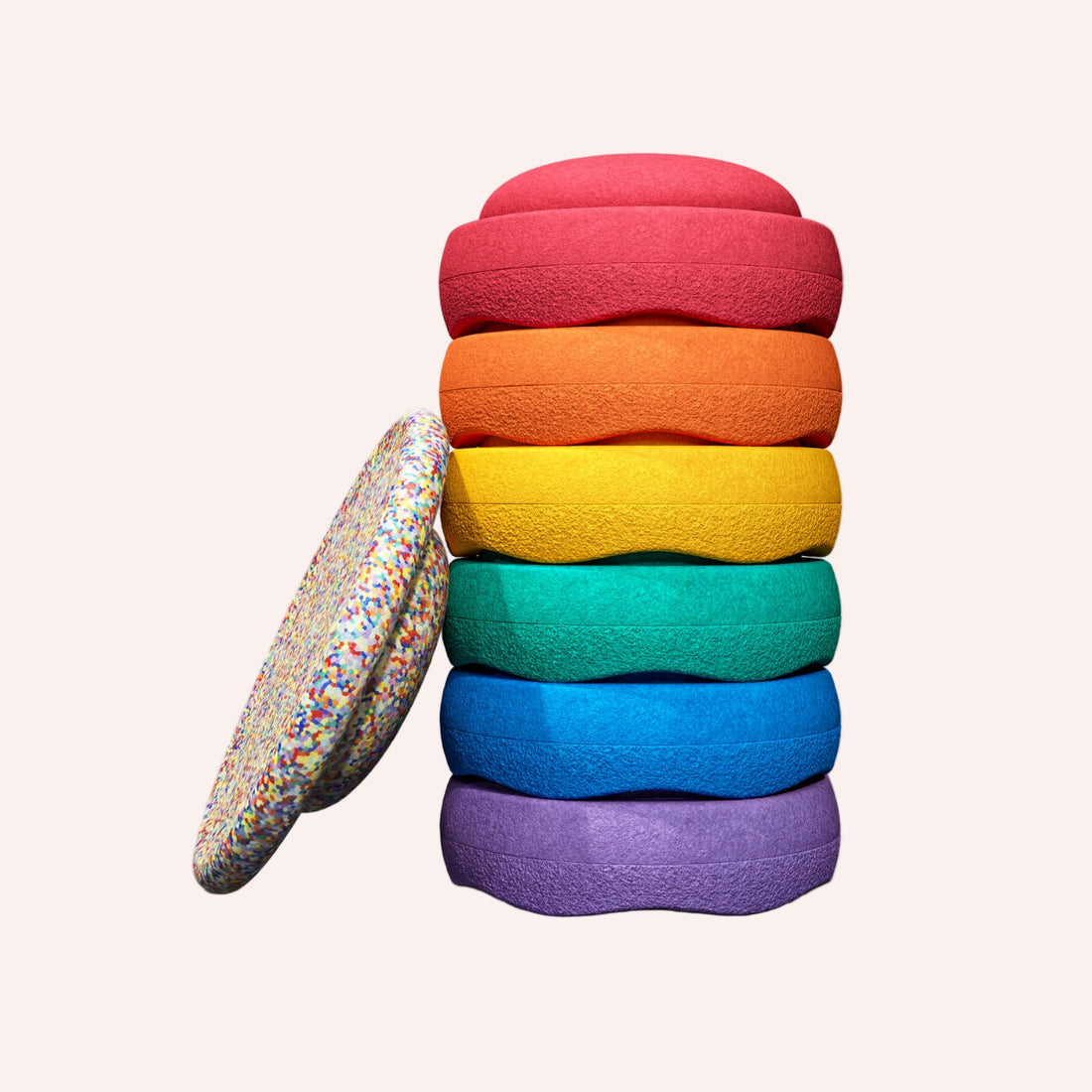 Stapelstein Balance Stepping Stones Original + Board Combination, Set of 7, Rainbow Classic from Australia