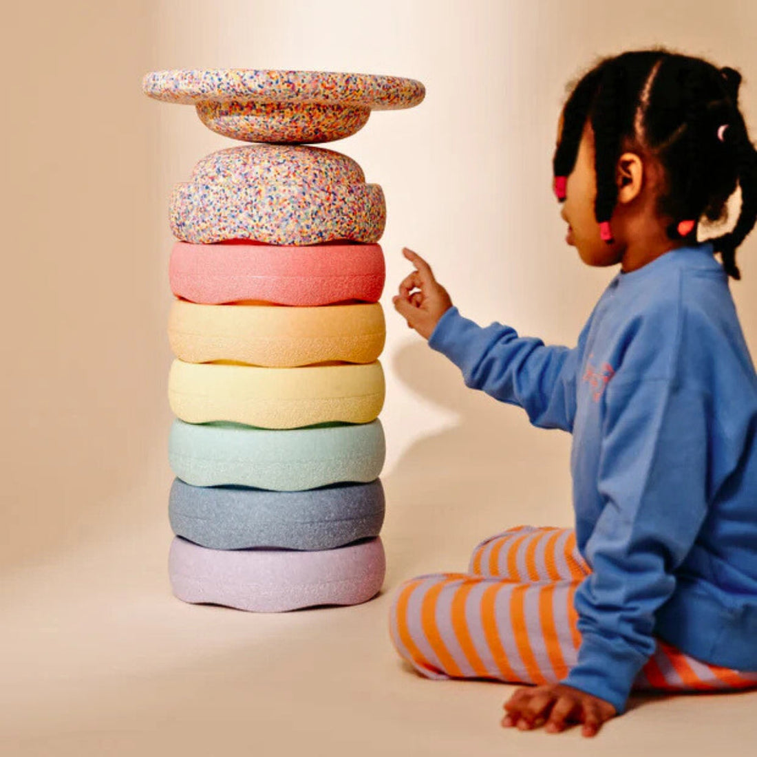 Stapelstein Original Balance Stepping Stones Complete (Set of 8) - Rainbow Pastel