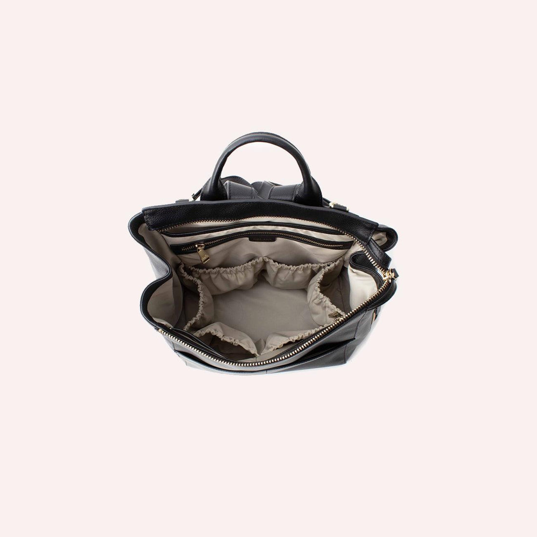 Harper Midi Leather Backpack + Strap - Black