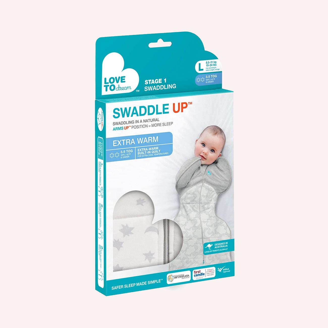 Stage 1 Swaddle Up - 3.5 TOG - White - Moonlight
