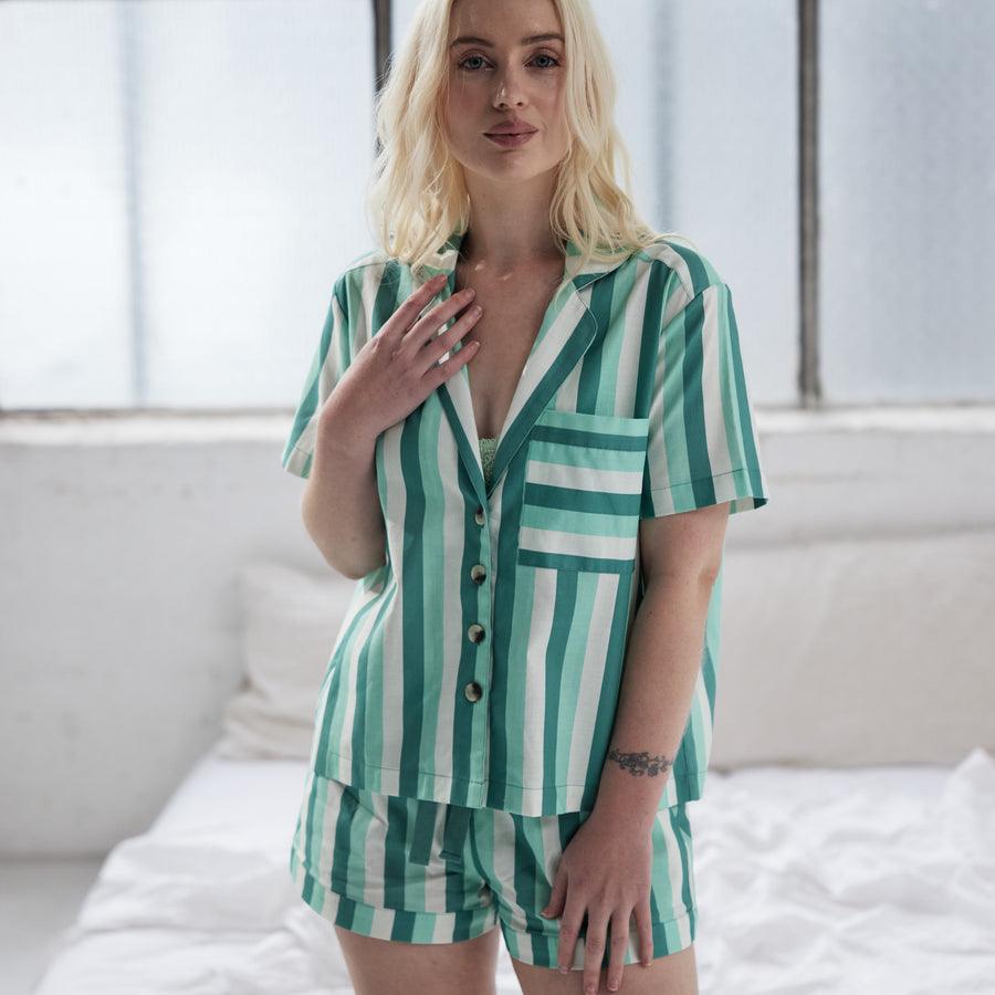 Short Stripe Pyjama Set - Jade