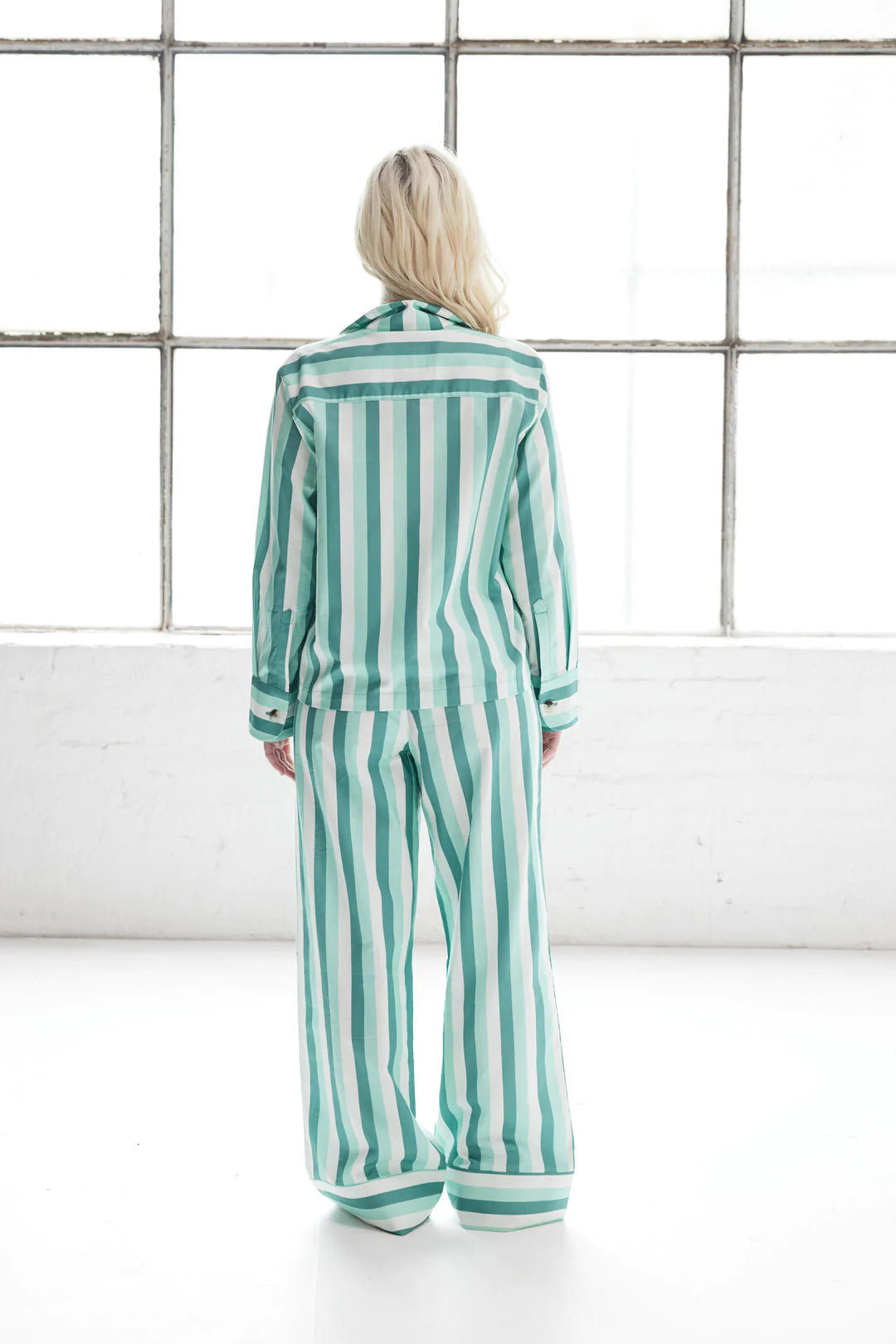 Long Stripe Pyjama Set - Jade