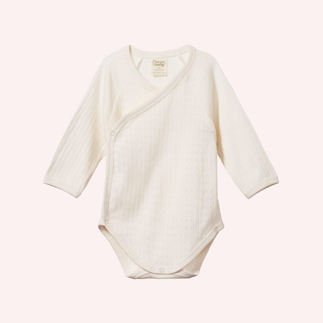 Long Sleeve Kimono Bodysuit Pointelle - Natural
