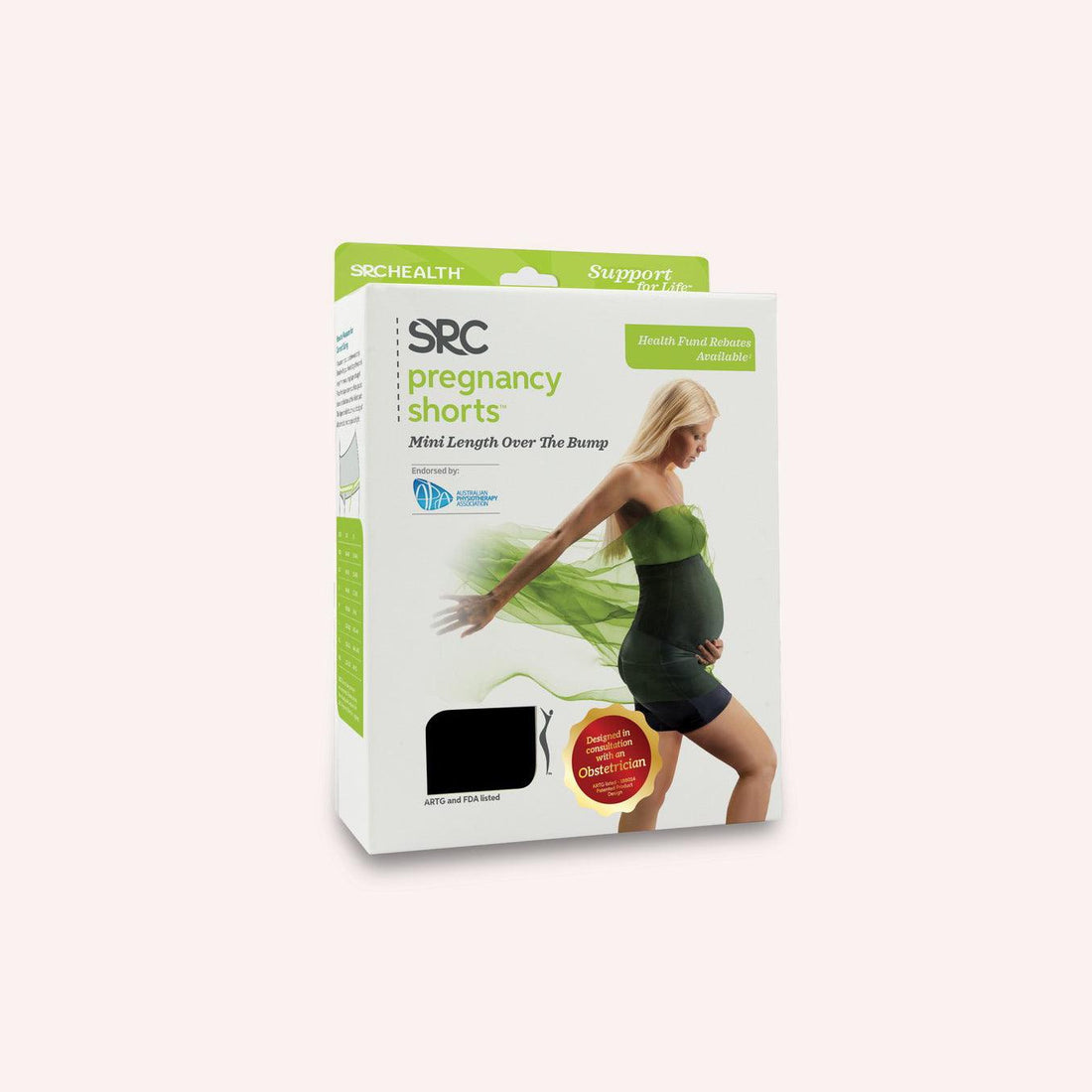 SRC Pregnancy Shorts - Mini Over The Bump - Black