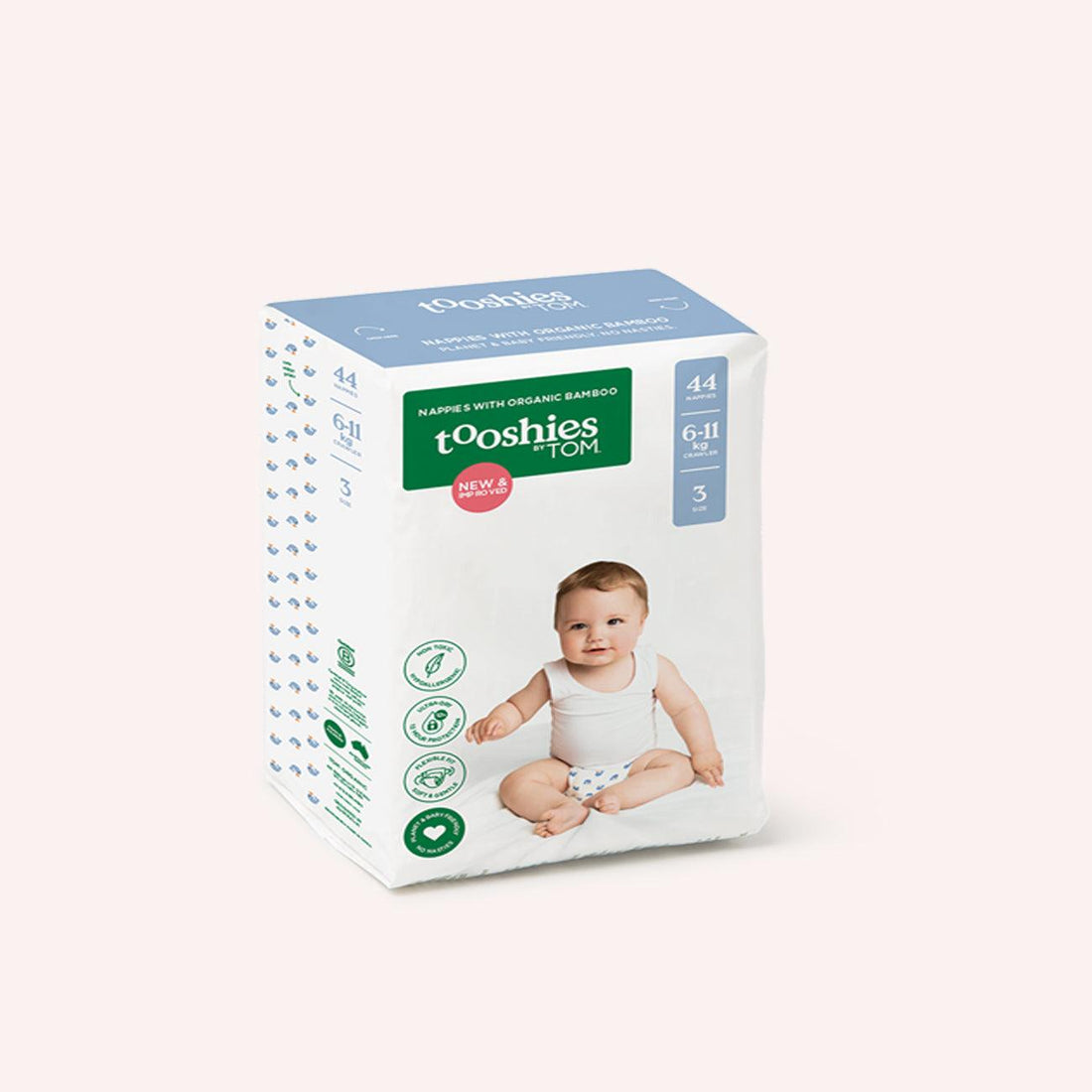 Crawler Bamboo Nappies Size 3 (6-11kg) - 44 pack