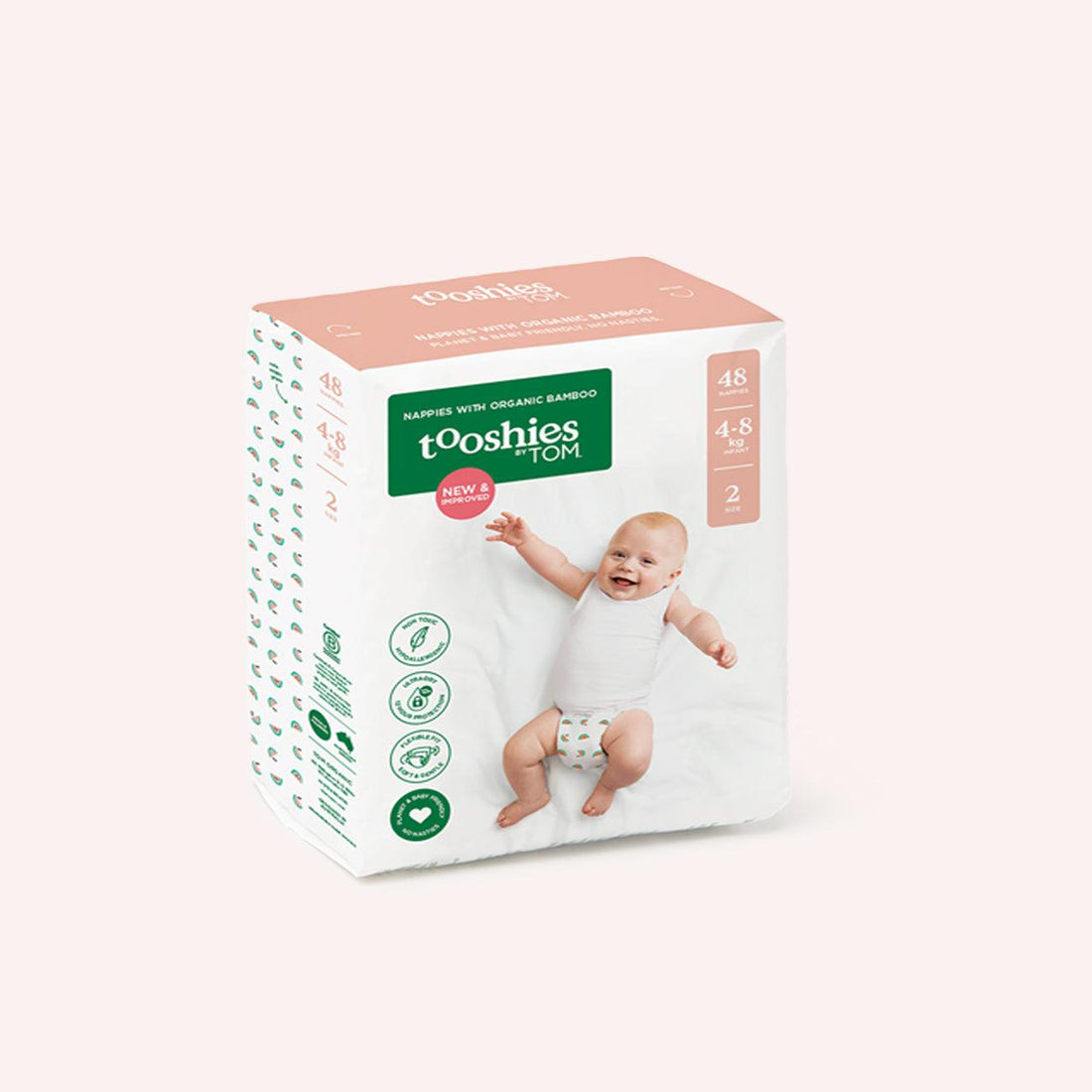 Infant Bamboo Nappies Size 2 (4-8kg) - 48 pack