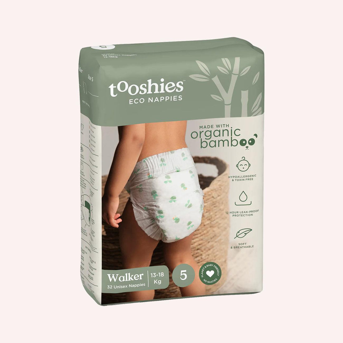 Walker Bamboo Nappies Size 5 (13-18kg) - 32 pack